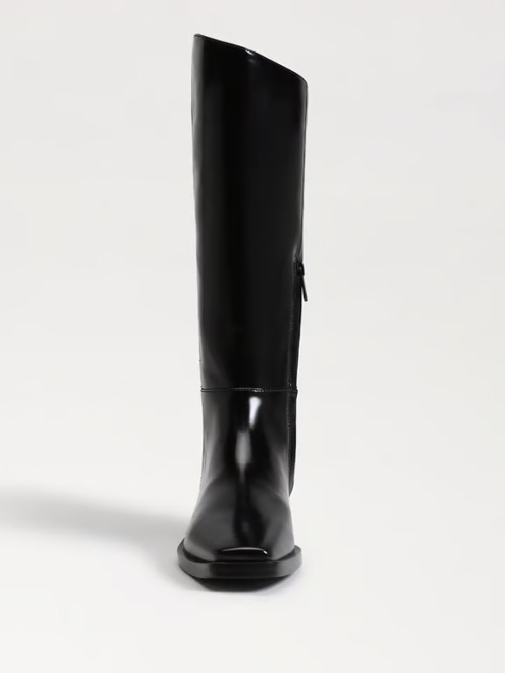 Sam Edelman Cesar Riding Boots Size 7.5 Black Shiny Square Toe Knee High Witchy - Picture 2 of 10